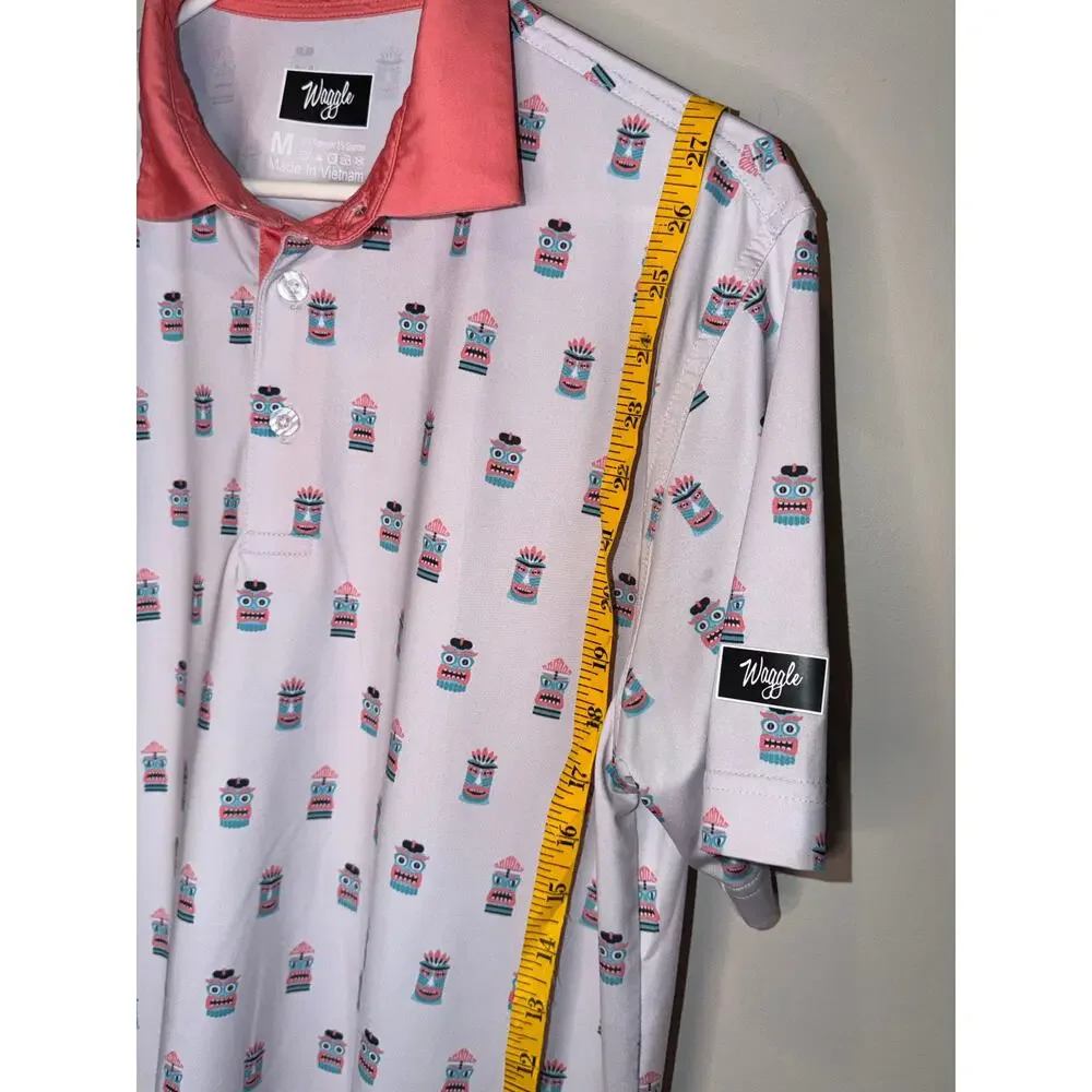 Waggle Tiki Head Golf Polo Lavender Pink Medium - Picture 5 of 8